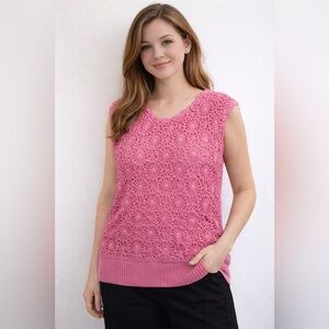 Joseph A. Qu'est-ce que c'est silk knitted Top sleeveless Pink Size XL